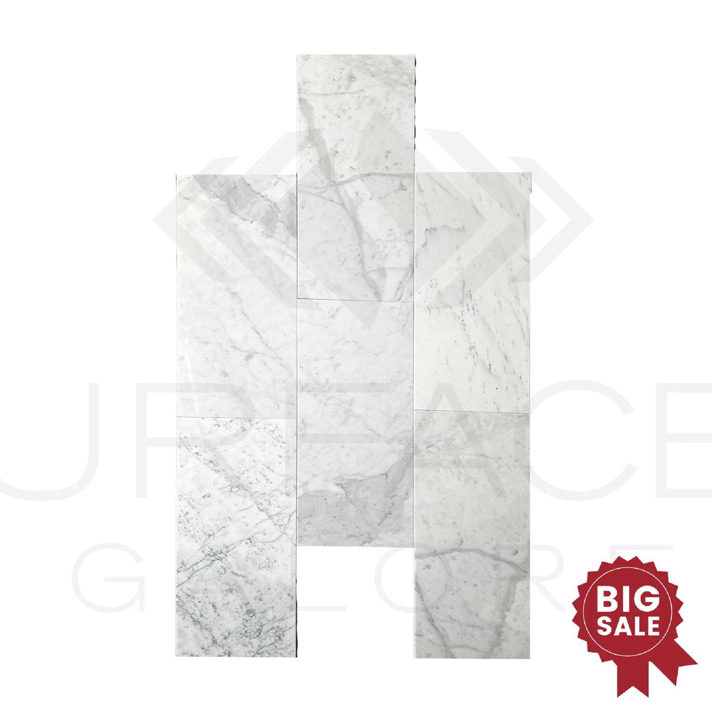 Bianco Carrara Standart 12X24 Polished Marble Tile 250 Sq.Ft. - Discounted, Marble/Travertine Clearance Sale - SurfacesGalore