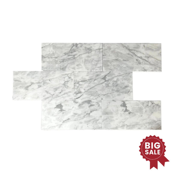 Bianco Carrara Standart 12X24 Polished Marble Tile 250 Sq.Ft. - Discounted, Marble/Travertine Clearance Sale - SurfacesGalore