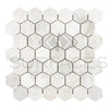 Bianco Congelato 2" Hexagon Mosaic Dolomite Leathered