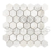 Bianco Congelato 2X2 Hexagon Mosaic Dolomite Leathered - SurfacesGalore