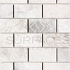 Bianco Congelato 2X4 Brick Mosaic Dolomite Leathered - SurfacesGalore