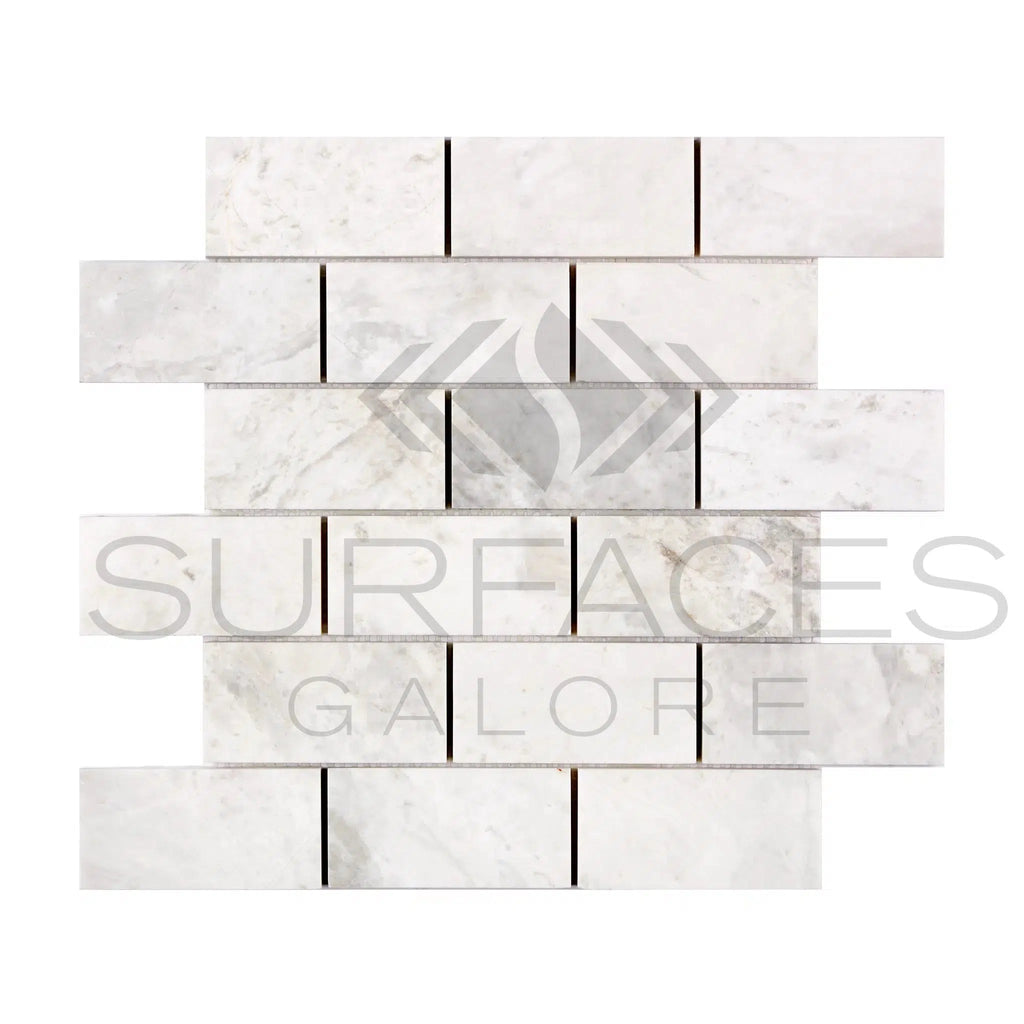 Bianco Congelato 2X4 Brick Mosaic Dolomite Leathered