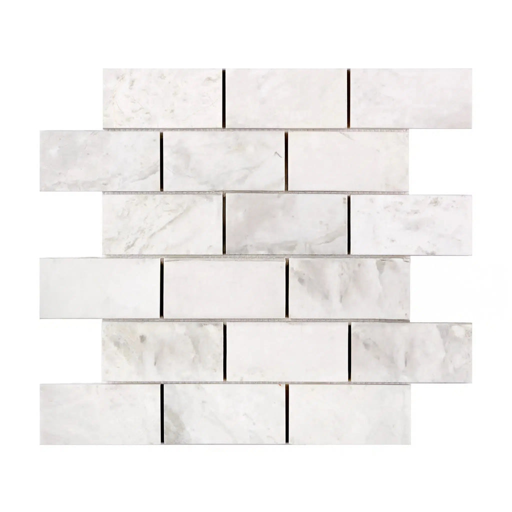 Bianco Congelato 2X4 Brick Mosaic Dolomite Leathered