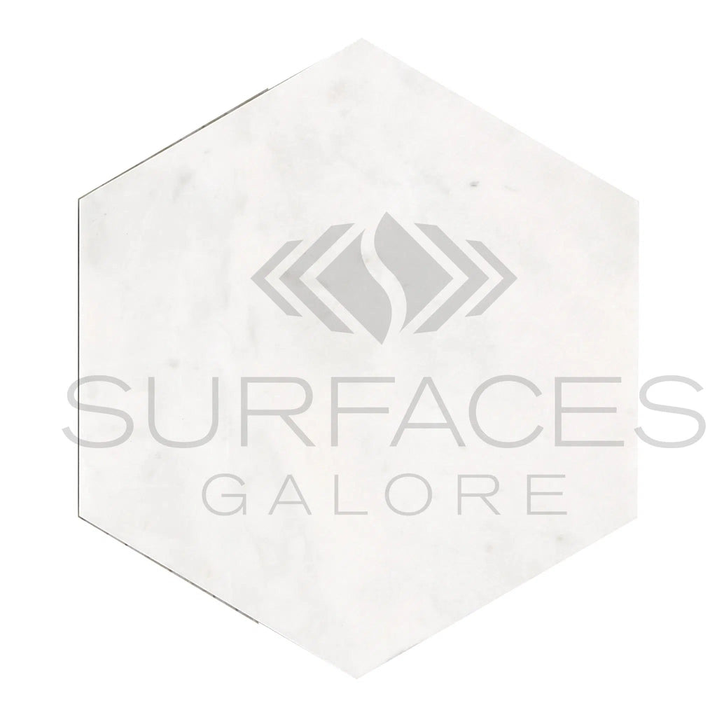 Bianco Congelato 4X4 Hexagon Mosaic Dolomite Leathered - SurfacesGalore