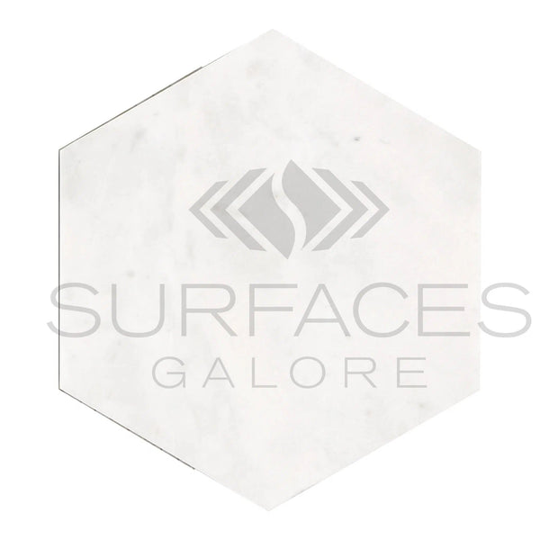 Bianco Congelato 4X4 Hexagon Mosaic Dolomite Leathered - SurfacesGalore