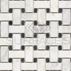 Bianco Congelato Basketweave w/Black Mosaic Dolomite Leathered - SurfacesGalore