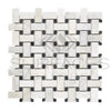 Bianco Congelato Basketweave w/Black Mosaic Dolomite Leathered