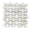 Bianco Congelato Basketweave w/Blue-Gray Mosaic Dolomite Leathered