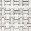 Bianco Congelato Basketweave w/Blue-Gray Mosaic Dolomite Leathered