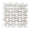 Bianco Congelato Basketweave w/Blue-Gray Mosaic Dolomite Leathered