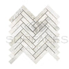 Bianco Congelato Chevron 1X4 Mosaic Dolomite Leathered