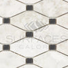 Bianco Congelato Octave (Long Octagon)/Black Mosaic Dolomite Leathered