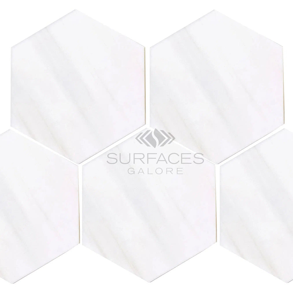 Bianco Dolomite (White Dolomite) 10X10 Hexagon Mosaic Marble Polished - Honed - SurfacesGalorePolished