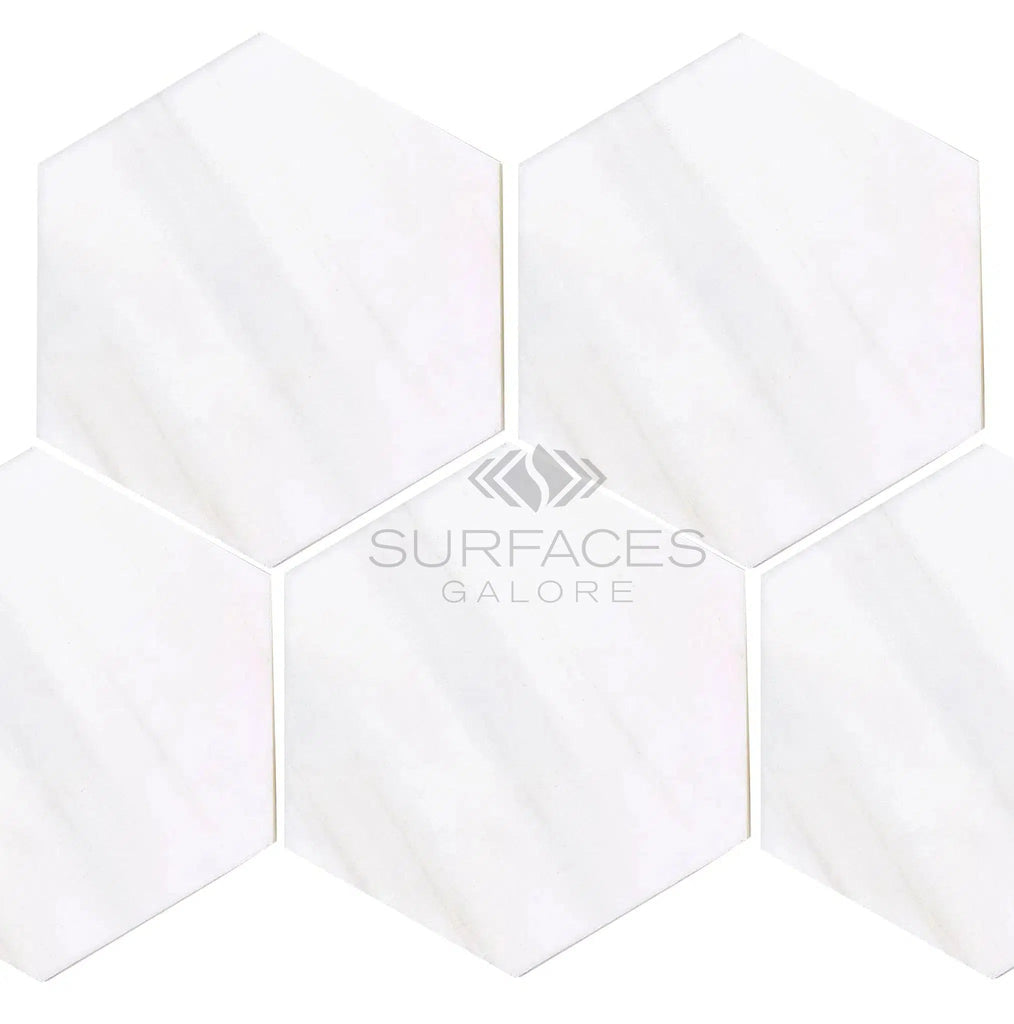 Bianco Dolomite (White Dolomite) 10X10 Hexagon Mosaic Marble Polished-Honed