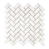 Bianco Dolomite (White Dolomite) 1X2 Herringbone Mosaic Marble Polished-Honed