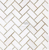 Bianco Dolomite (White Dolomite) 1X2 Herringbone Round - Faced (CNC - Arched / Wavy) Mosaic Marble Honed - SurfacesGalorePolished