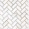 Bianco Dolomite (White Dolomite) 1X2 Herringbone Round-Faced (CNC-Arched / Wavy) Mosaic Marble Honed