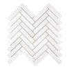 Bianco Dolomite (White Dolomite) 1X4 Herringbone Mosaic Marble Polished-Honed