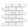 Bianco Dolomite (White Dolomite) 2X4 Brick (Deep-Beveled) Mosaic Marble Polished-Honed