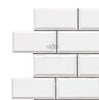 Bianco Dolomite (White Dolomite) 2X4 Brick (Deep-Beveled) Mosaic Marble Polished-Honed