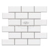 Bianco Dolomite (White Dolomite) 2X4 Brick (Deep - Beveled) Mosaic Marble Polished - Honed - SurfacesGalorePolished