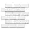 Bianco Dolomite (White Dolomite) 2X4 Brick (Deep-Beveled) Mosaic Marble Polished-Honed