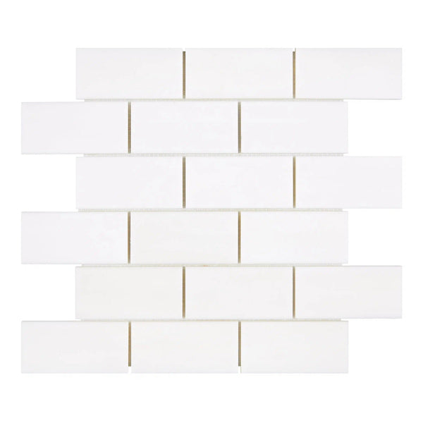 Bianco Dolomite (White Dolomite) 2X4 Brick Mosaic Marble Polished-Honed