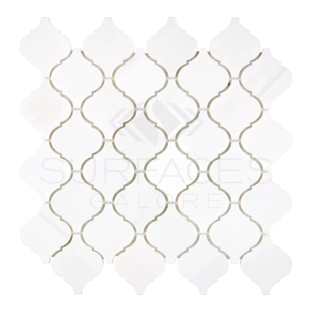 Bianco Dolomite (White Dolomite) 3inch Lantern Mosaic (Arabesque/ Moroccan/ Baroque) Mosaic Marble Polished-Honed