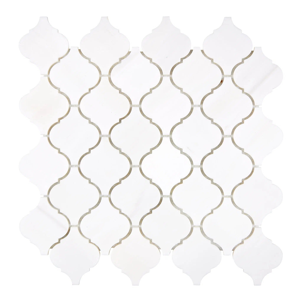 Bianco Dolomite (White Dolomite) 3inch Lantern Mosaic (Arabesque/ Moroccan/ Baroque) Mosaic Marble Polished-Honed