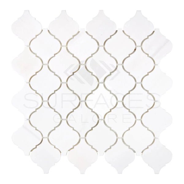 Bianco Dolomite (White Dolomite) 3inch Lantern Mosaic (Arabesque/ Moroccan/ Baroque) Mosaic Marble Polished - Honed - SurfacesGalorePolished