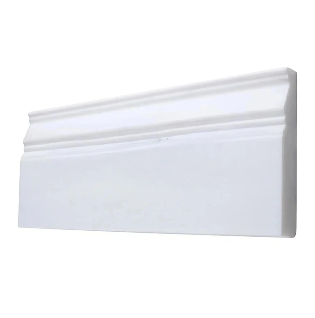 Bianco Dolomite (White Dolomite) 4 3/4X12 Baseboard Trim Liner Marble Polished-Honed