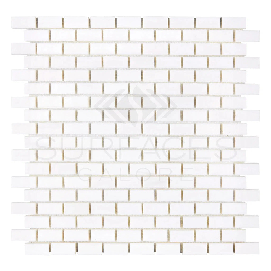 Bianco Dolomite (White Dolomite) 5/8X1 1/4 Mini - Brick Mosaic Marble Polished - Honed - SurfacesGalorePolished