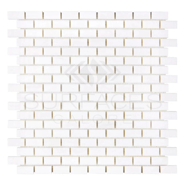 Bianco Dolomite (White Dolomite) 5/8X1 1/4 Mini - Brick Mosaic Marble Polished - Honed - SurfacesGalorePolished