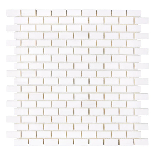 Bianco Dolomite (White Dolomite) 5/8X1 1/4 Mini-Brick Mosaic Marble Polished-Honed