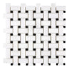 Bianco Dolomite (White Dolomite) Basketweave w/ Black Mosaic Marble Polished-Honed