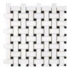 Bianco Dolomite (White Dolomite) Basketweave w/ Black Mosaic Marble Polished-Honed