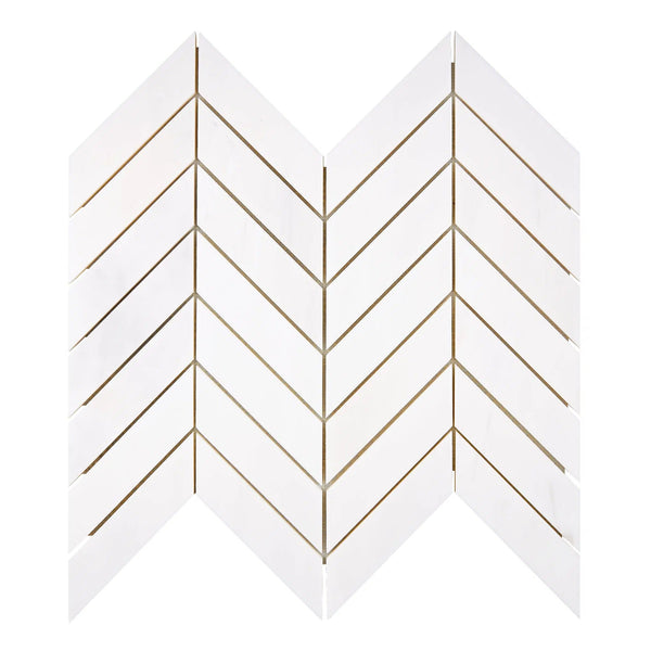 Bianco Dolomite (White Dolomite) Chevron Mosaic Marble Polished-Honed