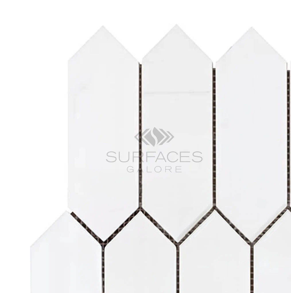 Bianco Dolomite (White Dolomite) Picket Mosaic Marble Polished - Honed - SurfacesGalorePolished