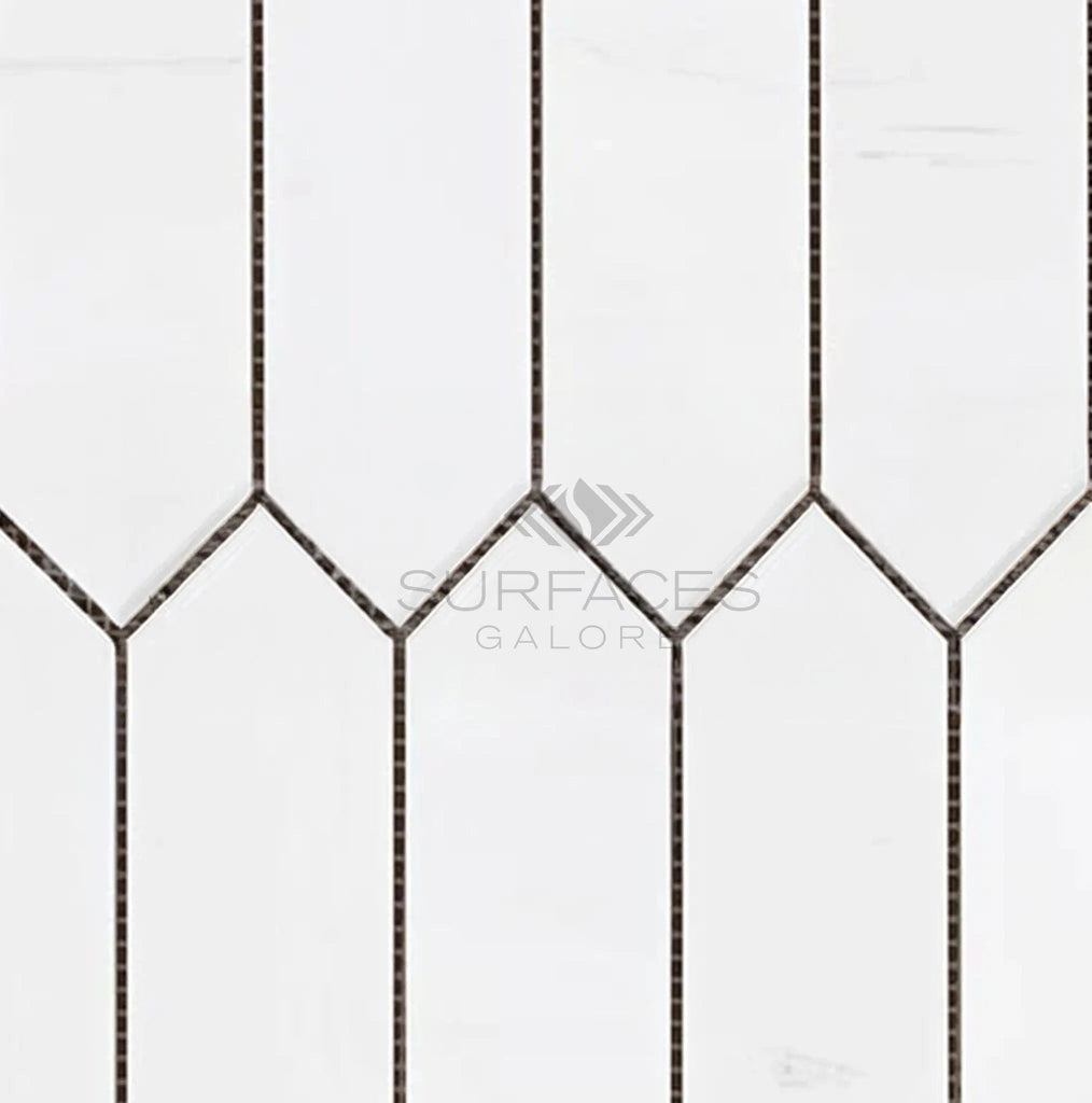 Bianco Dolomite (White Dolomite) Picket Mosaic Marble Polished - Honed - SurfacesGalorePolished