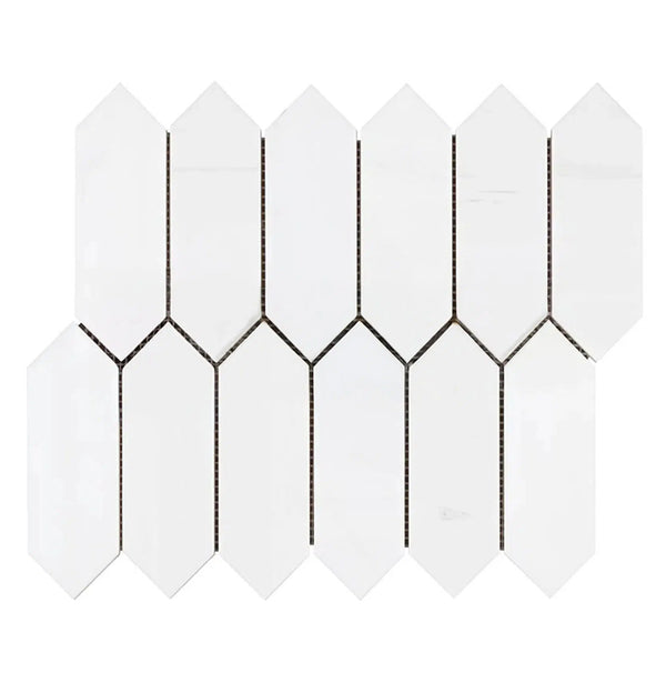 Bianco Dolomite (White Dolomite) Picket Mosaic Marble Polished-Honed