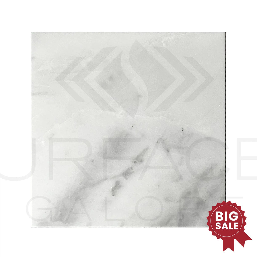 Bianco Venatino (Bianco Mare) White Marble 12X12 Polished Micro - Beveled Edge Tile 300 Sq.Ft. - Discounted, Marble/Travertine Clearance Sale - SurfacesGalore