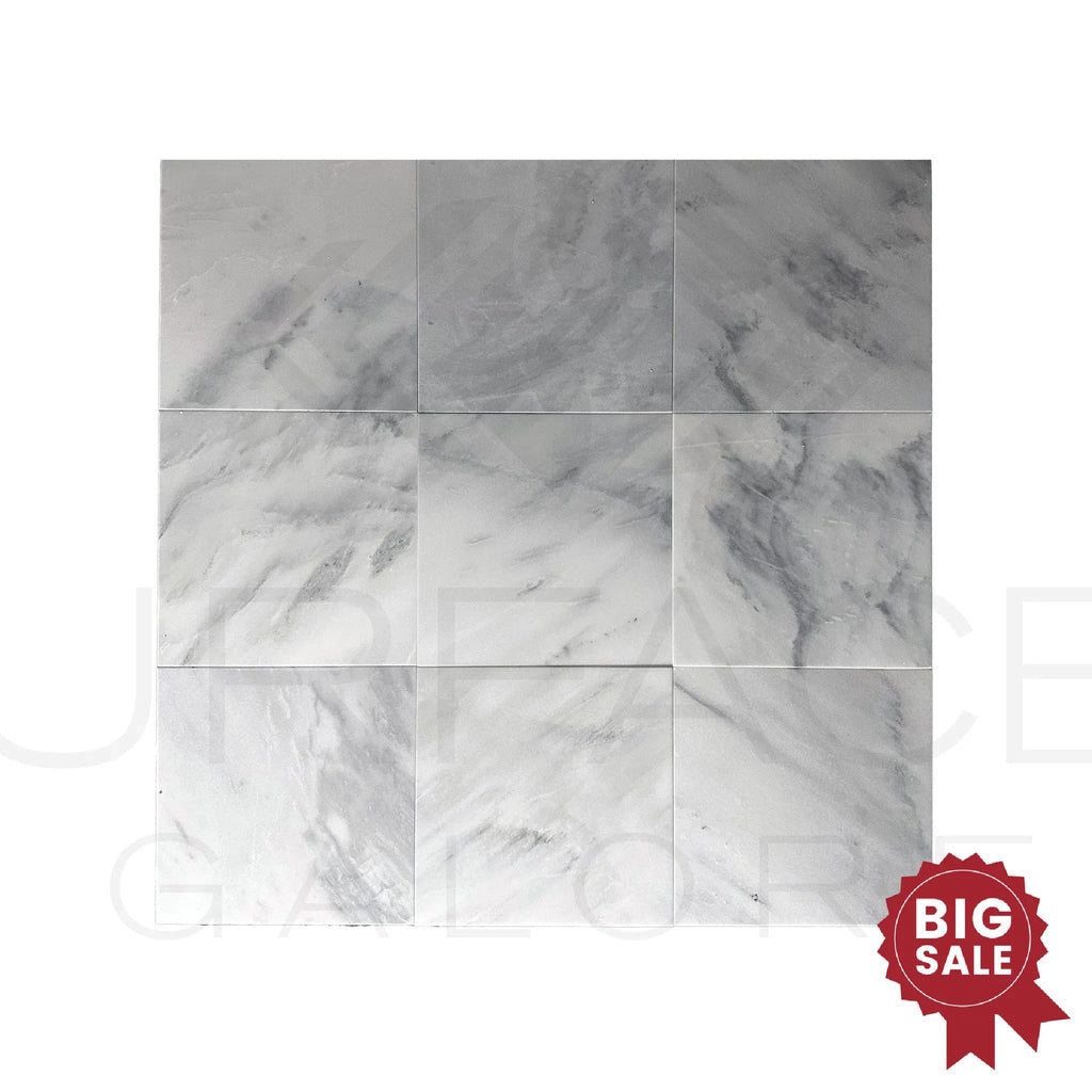 Bianco Venatino (Bianco Mare) White Marble 12X12 Polished Micro - Beveled Edge Tile 300 Sq.Ft. - Discounted, Marble/Travertine Clearance Sale - SurfacesGalore