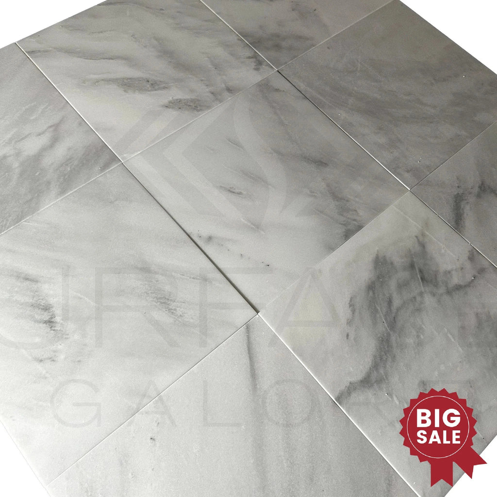 Bianco Venatino (Bianco Mare) White Marble 12X12 Polished Micro - Beveled Edge Tile 300 Sq.Ft. - Discounted, Marble/Travertine Clearance Sale - SurfacesGalore