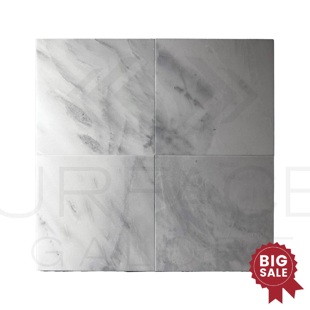 Bianco Venatino (Bianco Mare) White Marble 12X12 Polished Micro - Beveled Edge Tile 300 Sq.Ft. - Discounted, Marble/Travertine Clearance Sale - SurfacesGalore