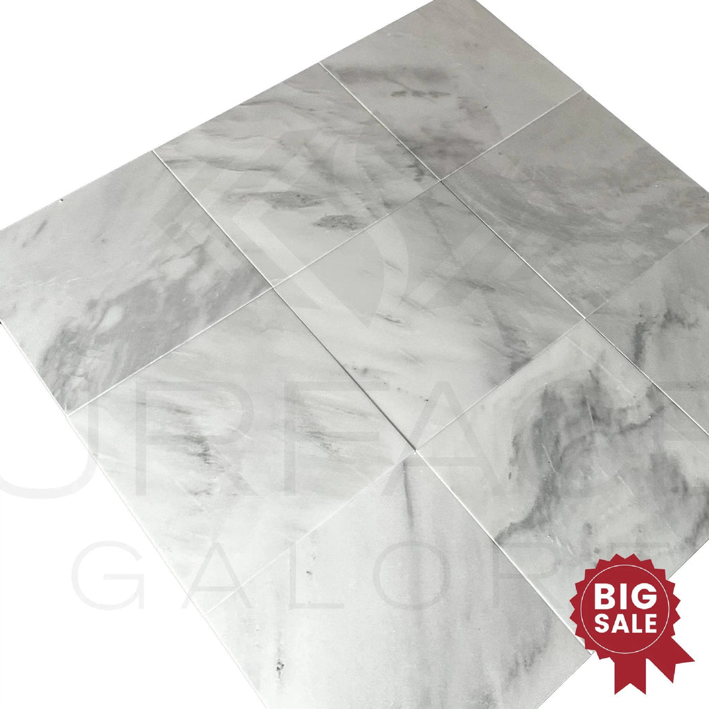 Bianco Venatino (Bianco Mare) White Marble 12X12 Polished Tile 300 Sq.Ft. - Discounted, Marble/Travertine Clearance Sale - SurfacesGalore