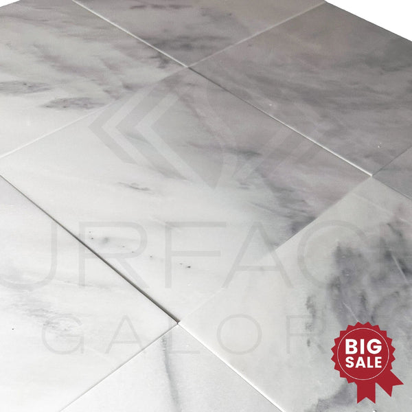 Bianco Venatino (Bianco Mare) White Marble 12X12 Polished Tile 300 Sq.Ft. - Discounted, Marble/Travertine Clearance Sale - SurfacesGalore