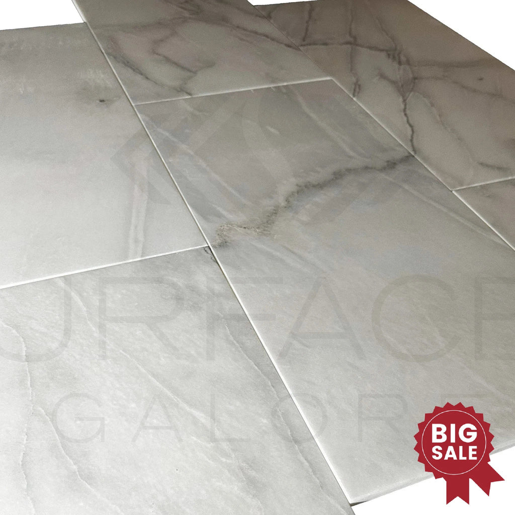 Bianco Venatino (Bianco Mare) White Marble 12X24 Honed Micro - Beveled Edge Tile 360 Sq.Ft. - Discounted, Marble/Travertine Clearance Sale - SurfacesGalore