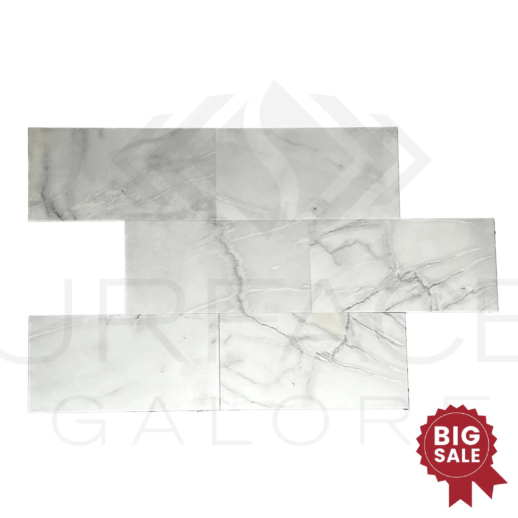 Bianco Venatino (Bianco Mare) White Marble 12X24 Honed Micro - Beveled Edge Tile 360 Sq.Ft. - Discounted, Marble/Travertine Clearance Sale - SurfacesGalore