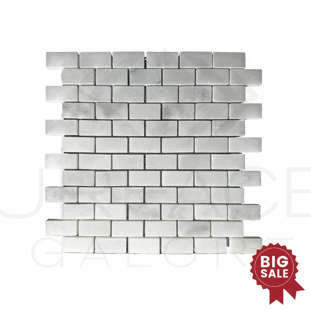 Bianco Venatino (Bianco Mare) White Marble 1X2 Brick Polished Mosaic Tile 110 Sq.Ft. - Discounted, Marble/Travertine Clearance Sale - SurfacesGalore