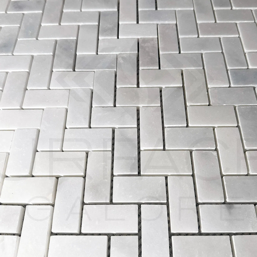 Bianco Venatino (Bianco Mare) White Marble Herringbone Honed Mosaic Tile 110 Sq.Ft. $5.90/Sq.Ft.